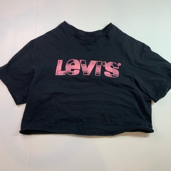 adorable levi’s pink spellout crop baby tee - Picture 1 of 3